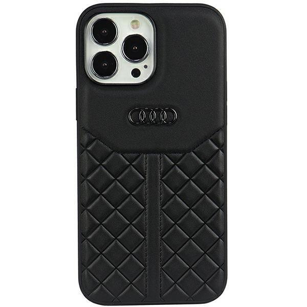 Audi Genuine Leather Case - дизайнерски кожен кейс за iPhone 13 Pro, iPhone 13 (черен)