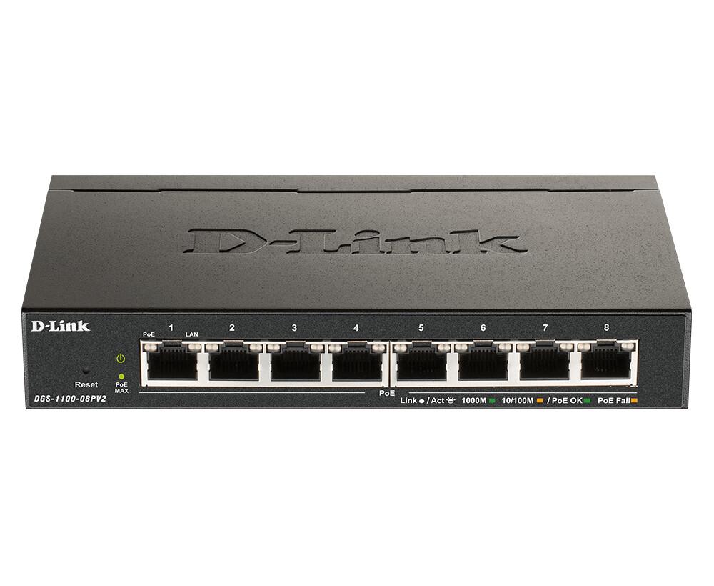 D-Link DGS-1100-08PV2 Управляем L2/L3 Gigabit Ethernet (10/100/1000) Захранване по Ethernet (PoE) Черен | JAR Computers D-Link DGS-1100-08PV2 Управляем L2/L3 Gigabit Ethernet (10/100/1000) Захранване по Ethernet (PoE) Черен