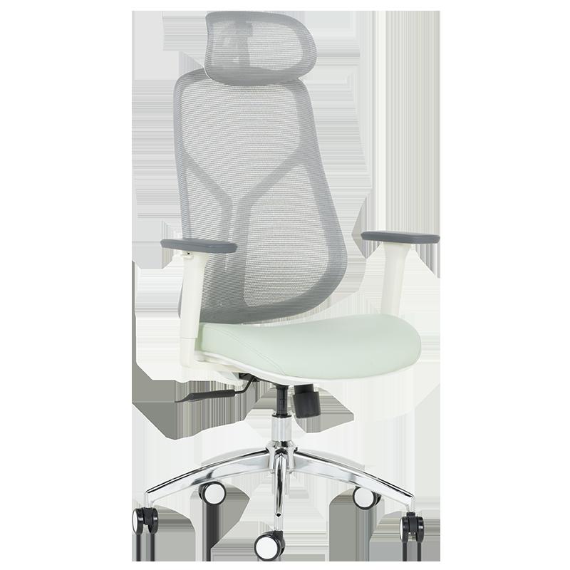 Ергономичен стол Carmen 7901 W еко кожа - сив-светлозелен