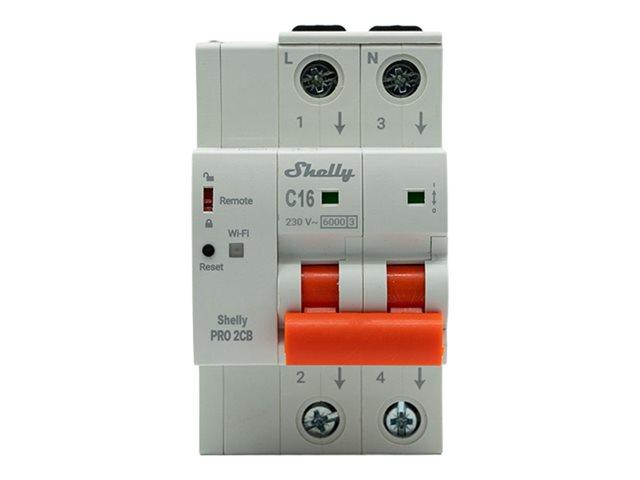 SHELLY Pro 2CB C16 Ethernet WiFi Bluetooth DIN Rail 2-Pole 16A C-Curve Circuit Breaker | JAR Computers SHELLY Pro 2CB C16 Ethernet WiFi Bluetooth DIN Rail 2-Pole 16A C-Curve Circuit Breaker