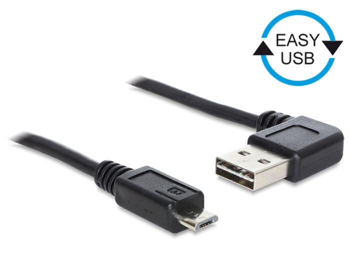 DeLOCK 0.5m, USB2.0-A/USB2.0 Micro-B USB кабел 0,5 м USB A Micro-USB B 0,48 Гбит/с Черен