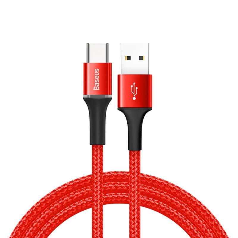 Кабел с въжена оплетка за устройства с USB-C порт (300 см) - Baseus Halo USB-C Cable (CATGH-E09) (червен) | JAR Computers Кабел с въжена оплетка за устройства с USB-C порт (300 см) - Baseus Halo USB-C Cable (CATGH-E09) (червен)