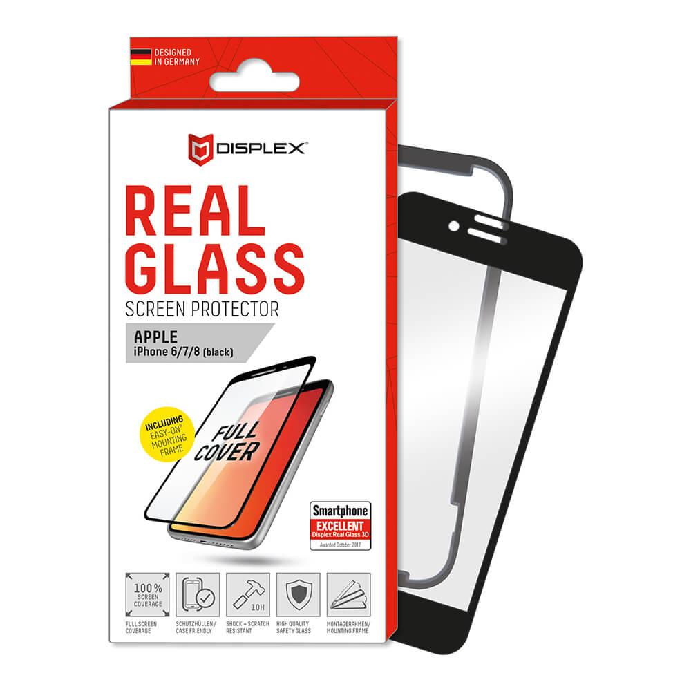 Калено стъклено защитно покритие за дисплея на iPhone 8, iPhone 7, iPhone 6S - Displex Real Glass 10H Protector 3D Full Cover (черен-прозрачен) | JAR Computers Калено стъклено защитно покритие за дисплея на iPhone 8, iPhone 7, iPhone 6S - Displex Real Glass 10H Protector 3D Full Cover (черен-прозрачен)