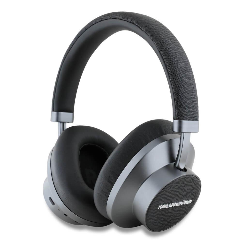 Karl Lagerfeld Saffiano Metal Logo ANC ENC Wireless Over-Ear Headphones - безжични блутут слушалки с активна изолация на околния шум (черен)