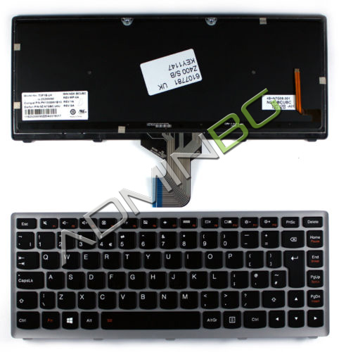 Клавиатура за лаптоп Lenovo IdeaPad Z400 Silver Frame Black Black (Backlit) с Кирилица | JAR Computers Клавиатура за лаптоп Lenovo IdeaPad Z400 Silver Frame Black Black (Backlit) с Кирилица