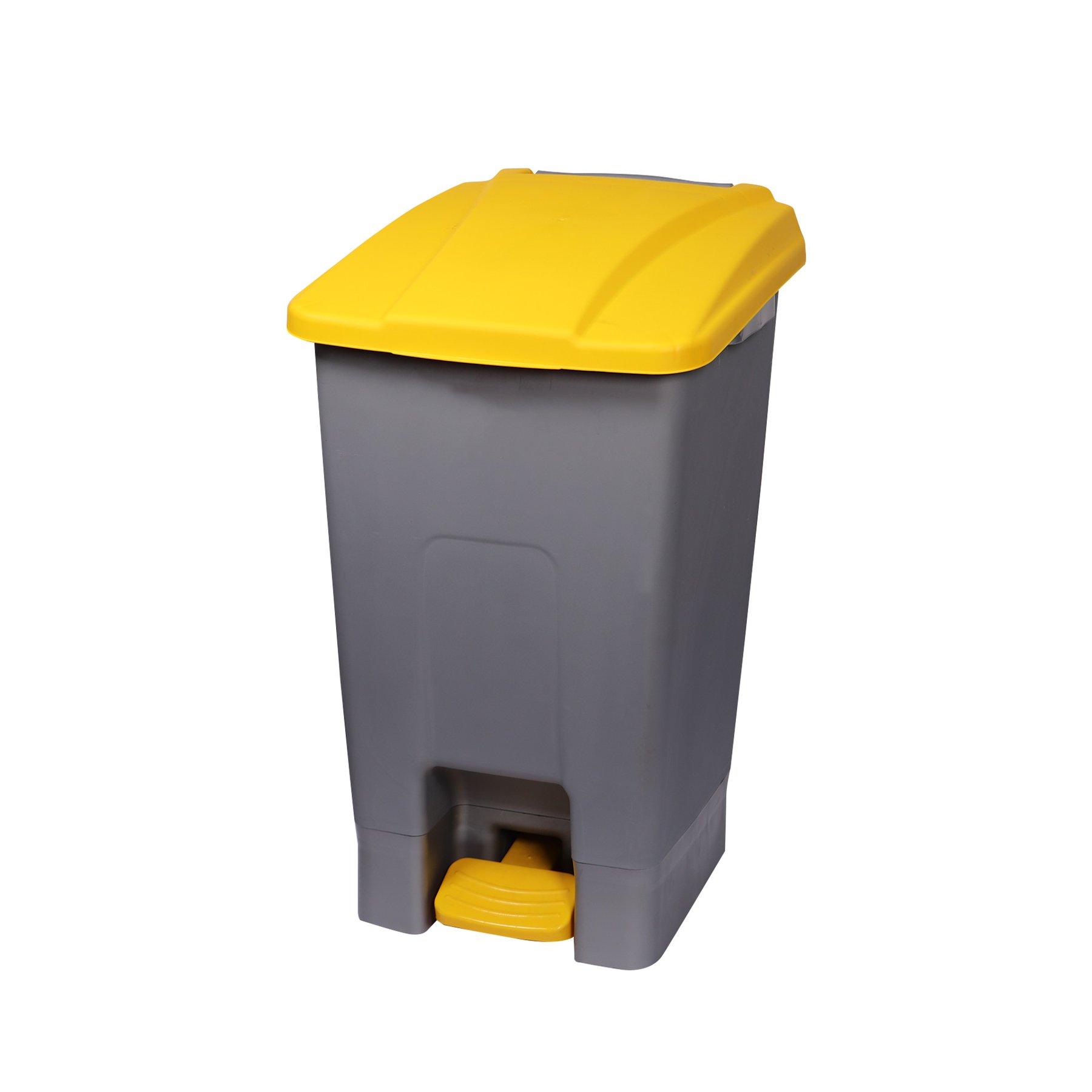 Кош за отпадъци Planet, за разделно събиране, с педал, пластмасов, 70 L, жълт