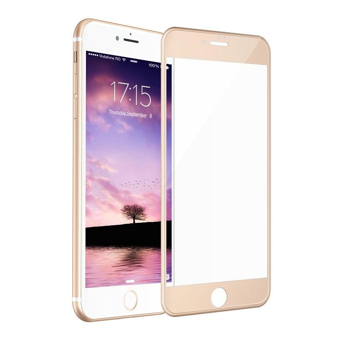 Обхващащо и ръбовете стъклено защитно покритие за дисплея на iPhone 8, iPhone 7 - Premium Full Screen Tempered Glass (златист) | JAR Computers Обхващащо и ръбовете стъклено защитно покритие за дисплея на iPhone 8, iPhone 7 - Premium Full Screen Tempered Glass (златист)