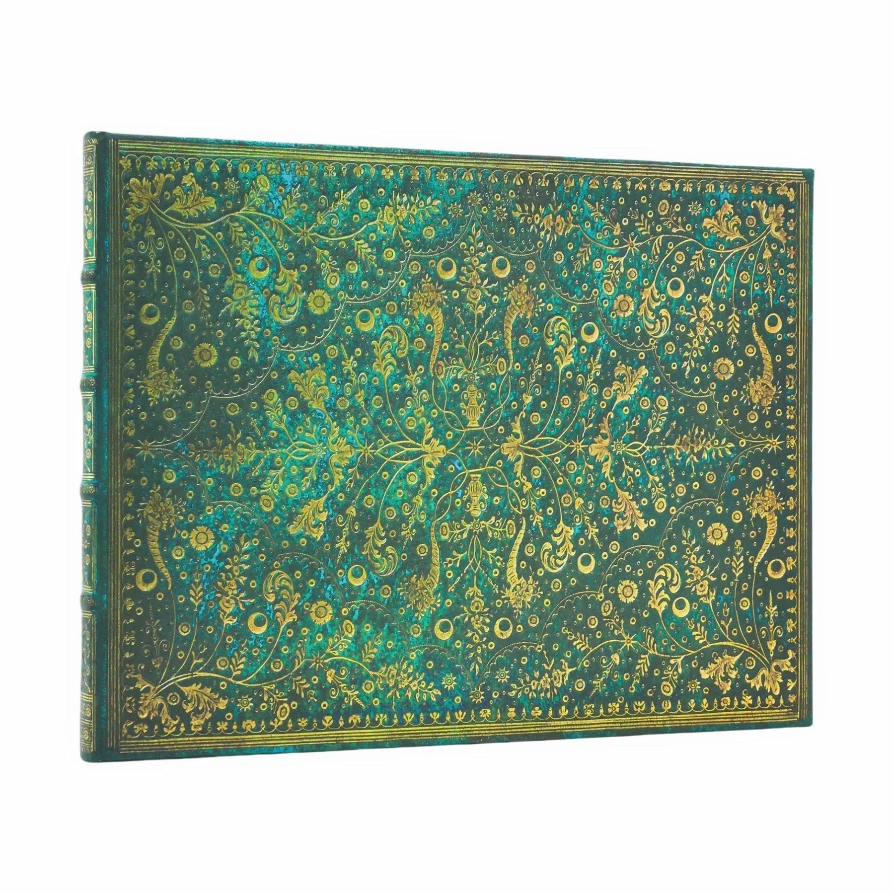 Paperblanks Книга за гости Emerald Flower, широки редове, 225 х 180 mm, 72 листа