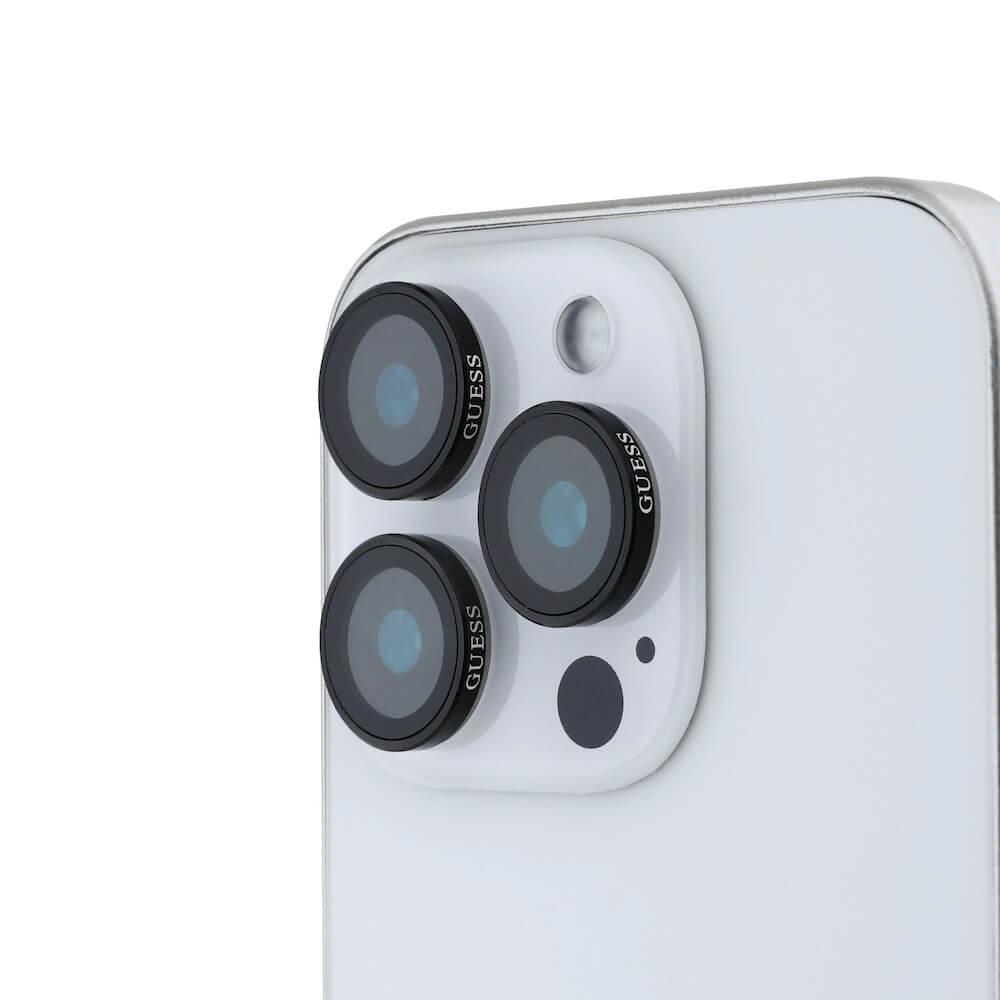Предпазни стъклени лещи за камерата на iPhone 16 Pro, iPhone 16 Pro Max - Guess Metal Tempered Glass Camera Lens Protector (черен) | JAR Computers Предпазни стъклени лещи за камерата на iPhone 16 Pro, iPhone 16 Pro Max - Guess Metal Tempered Glass Camera Lens Protector (черен)