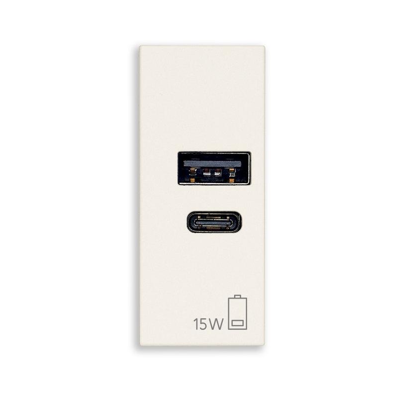 Розетка 2x USB тип A+C 15W 5V 1M White - VIMAR LINEA 30292.AC15B | JAR Computers Розетка 2x USB тип A+C 15W 5V 1M White - VIMAR LINEA 30292.AC15B