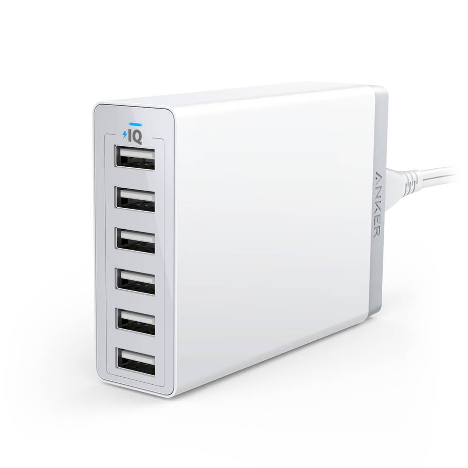 Захранване с 6 x USB изхода за мобилни телефони и таблети - Anker PowerPort 6 Ports (60W) с PowerIQ и VoltageBoost (бял) | JAR Computers Захранване с 6 x USB изхода за мобилни телефони и таблети - Anker PowerPort 6 Ports (60W) с PowerIQ и VoltageBoost (бял)