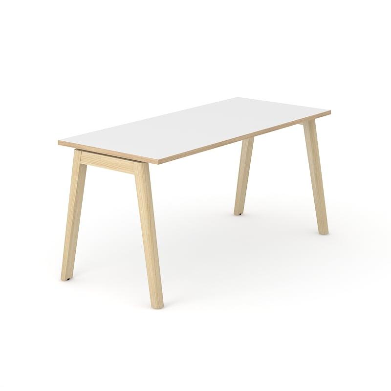 Бюро Narbutas Nova Wood, 1400 x 700 x 740 mm, ПДЧ 25 mm, бял меламин, крака светъл ясен