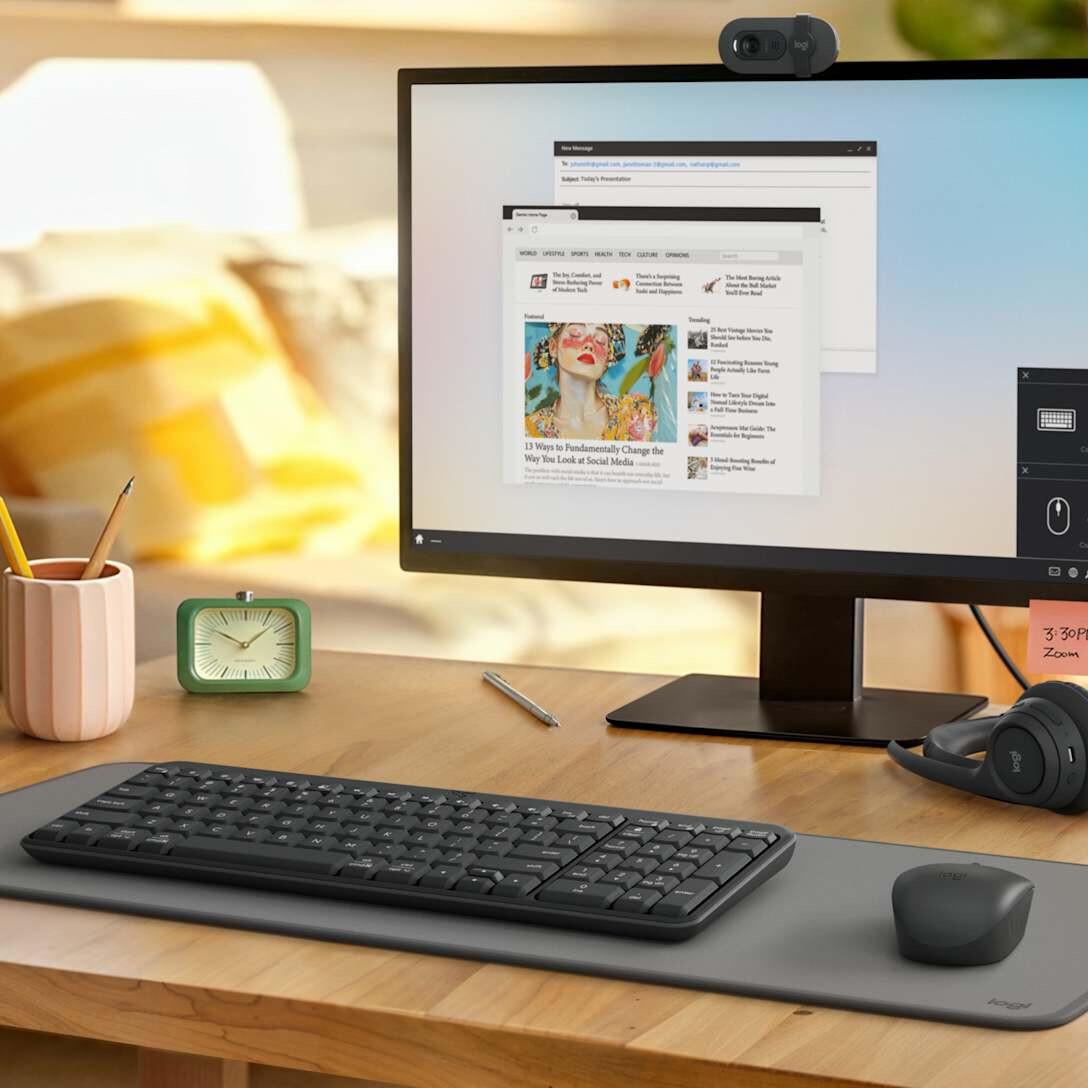 Logitech MK250 клавиатура Включена мишка Универсален RF Wireless + Bluetooth QWERTZ Немски Графит