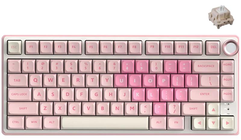 Механична клавиатура Royal Kludge - R75 Pink Melody, Cream Switch, RGB, розова | JAR Computers Механична клавиатура Royal Kludge - R75 Pink Melody, Cream Switch, RGB, розова