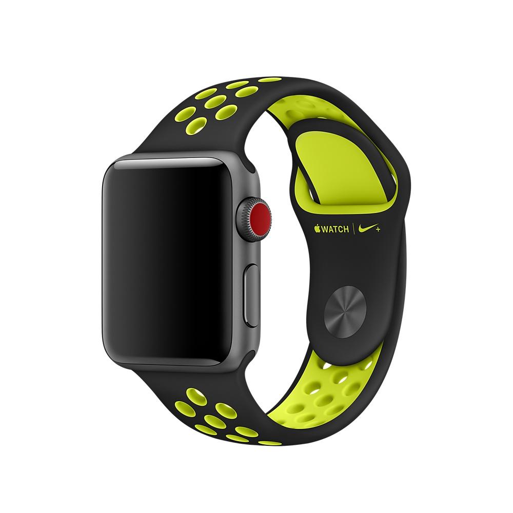 Оригинална силиконова каишка за Apple Watch 42мм, 44мм (reconditioned) - Apple Watch Nike+ Sport Band (Apple Box) (черен-жълт) | JAR Computers Оригинална силиконова каишка за Apple Watch 42мм, 44мм (reconditioned) - Apple Watch Nike+ Sport Band (Apple Box) (черен-жълт)
