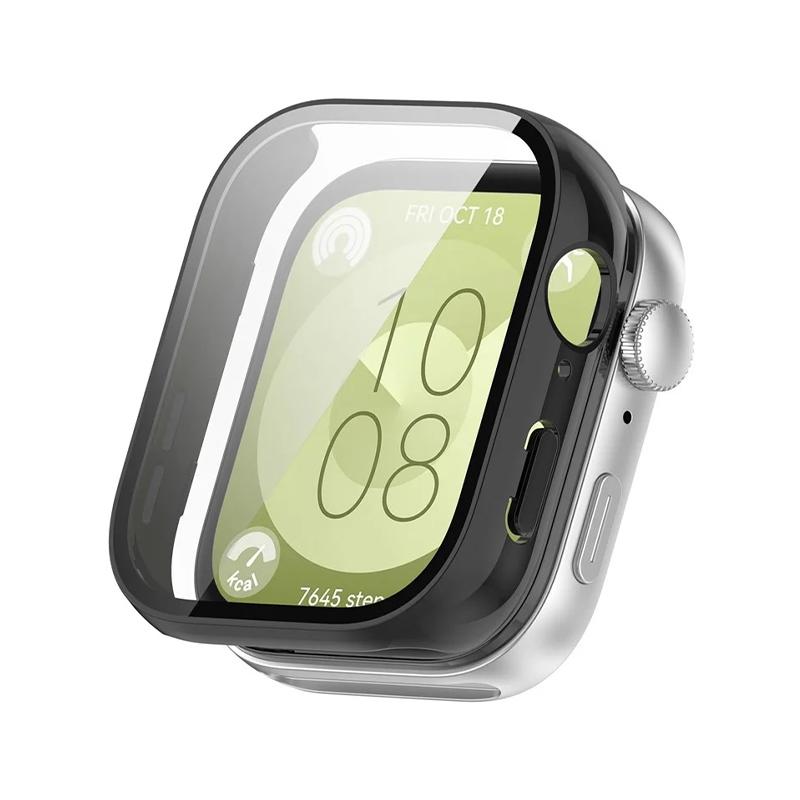 PC протектор + Tempered glass за Huawei Watch Fit 3/4/4 Pro /черен/ | JAR Computers PC протектор + Tempered glass за Huawei Watch Fit 3/4/4 Pro /черен/