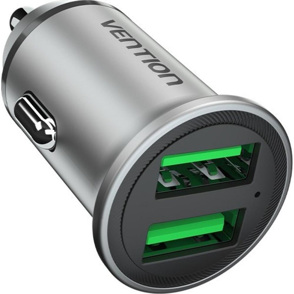 VENTION 2-Port USB (A+A) Car Charger (18W/18W) Gray Mini Style Aluminum Alloy Type (FFAH0) (VENFFAH0) | JAR Computers VENTION 2-Port USB (A+A) Car Charger (18W/18W) Gray Mini Style Aluminum Alloy Type (FFAH0) (VENFFAH0)