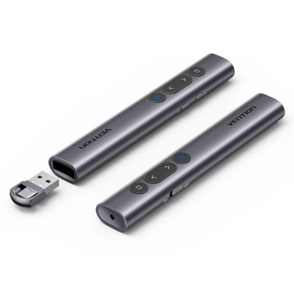 VENTION Wireless PowerPoint Presentation Clicker with Red Laser Pointer – Gray (KQIH0) (VENKQIH0)