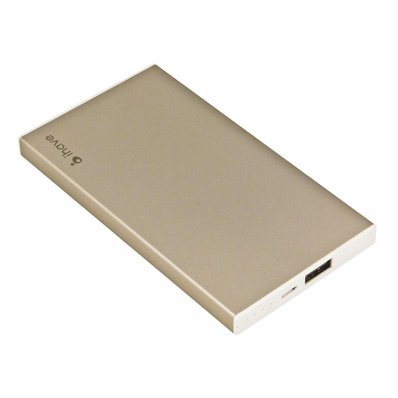 Външна батерия за смартфони и таблети с вграден MicroUSB кабел - iHave Boss Power Bank 5000 mAh (златист) | JAR Computers Външна батерия за смартфони и таблети с вграден MicroUSB кабел - iHave Boss Power Bank 5000 mAh (златист)