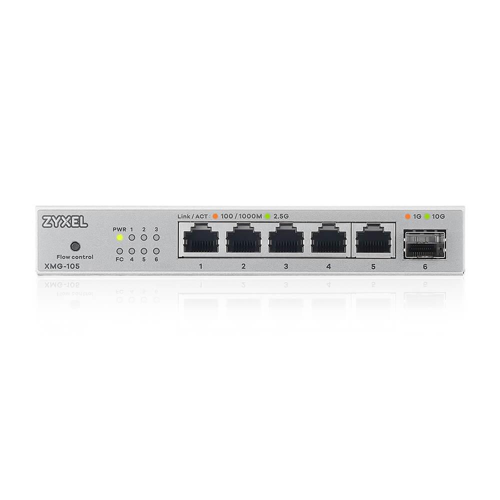 ZyXEL XMG-105 5 Ports 2,5G + 1 SFP+ MultiGig unmanaged Desktop Switch | JAR Computers ZyXEL XMG-105 5 Ports 2,5G + 1 SFP+ MultiGig unmanaged Desktop Switch