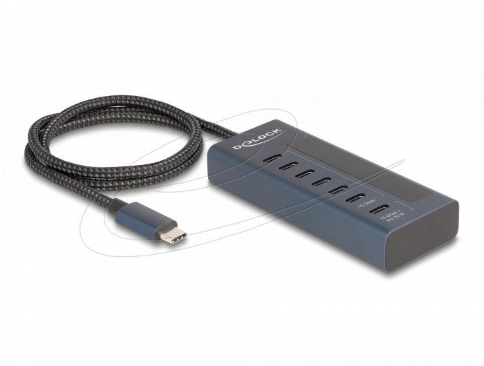 Delock USB Хъб, 7 порта, 10 Gbps, 6 x Data USB-C, 1 x PD 20W | JAR Computers Delock USB Хъб, 7 порта, 10 Gbps, 6 x Data USB-C, 1 x PD 20W