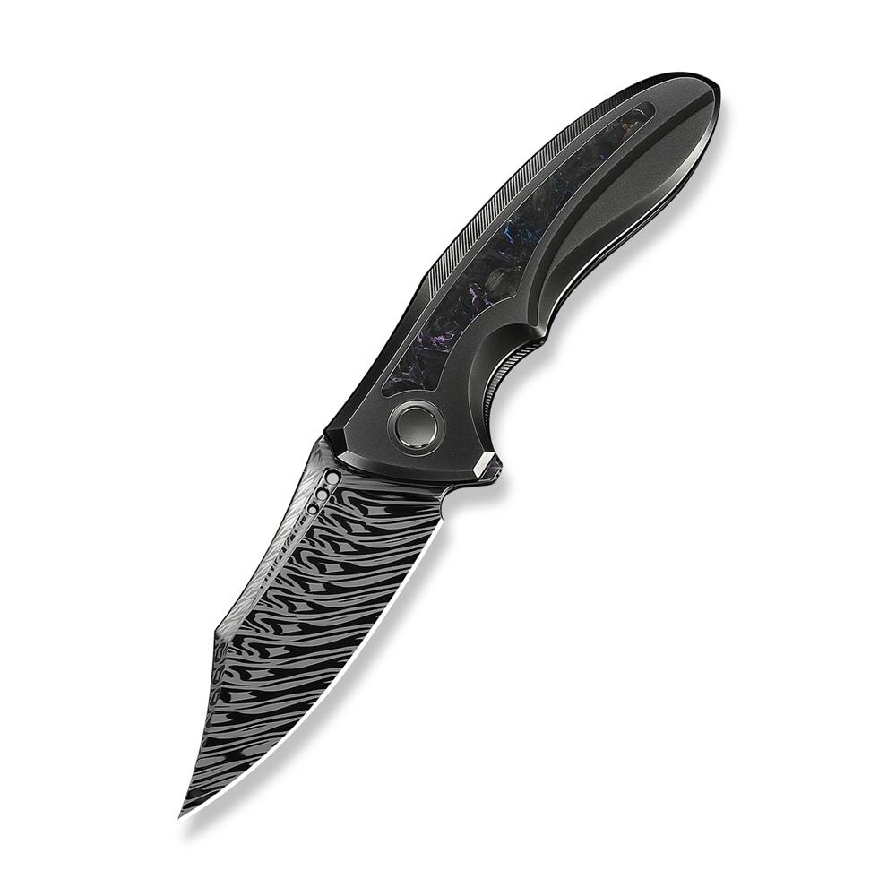Джобен нож WEKNIFE VARG Polished Gray Titanium Handle With Multi-Color Carbon Fiber Inlay / Fafnir Damasteel Blade | JAR Computers Джобен нож WEKNIFE VARG Polished Gray Titanium Handle With Multi-Color Carbon Fiber Inlay / Fafnir Damasteel Blade