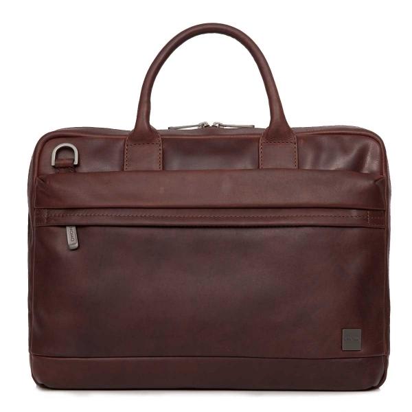 Луксозна кожена чанта за преносими компютри до 14 инча - Knomo Foster Leather Laptop Briefcase (кафяв) | JAR Computers Луксозна кожена чанта за преносими компютри до 14 инча - Knomo Foster Leather Laptop Briefcase (кафяв)