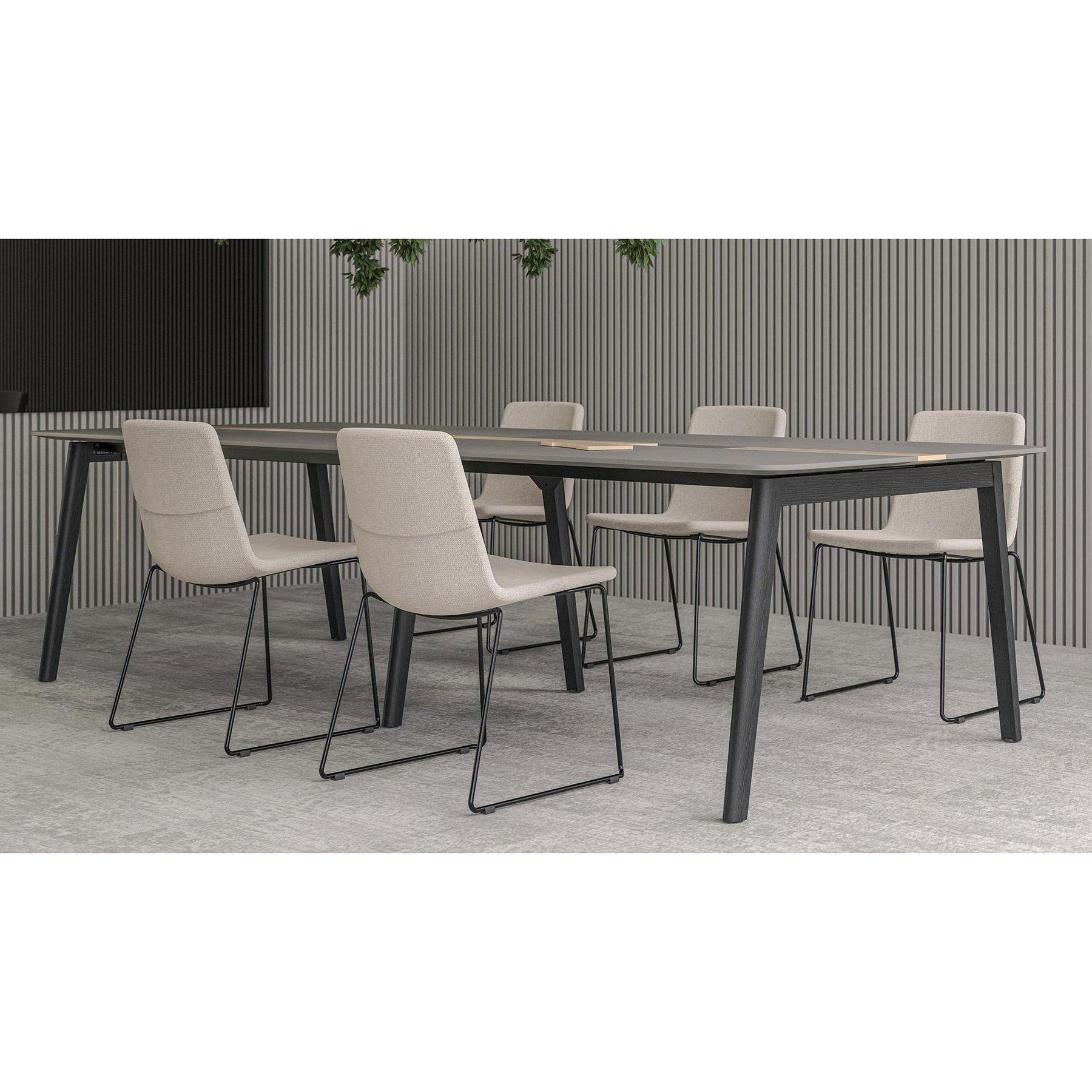 Заседателна маса Narbutas Nova Wood, 1600 x 1200 x 740 mm, правоъгълен плот, MDF 26 mm, HPL бял плот, крака светъл ясен