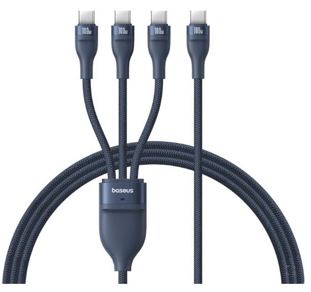 Baseus Кабел за бързо зареждане Flash Series Type C към C+C+C Син | JAR Computers Baseus Кабел за бързо зареждане Flash Series Type C към C+C+C Син