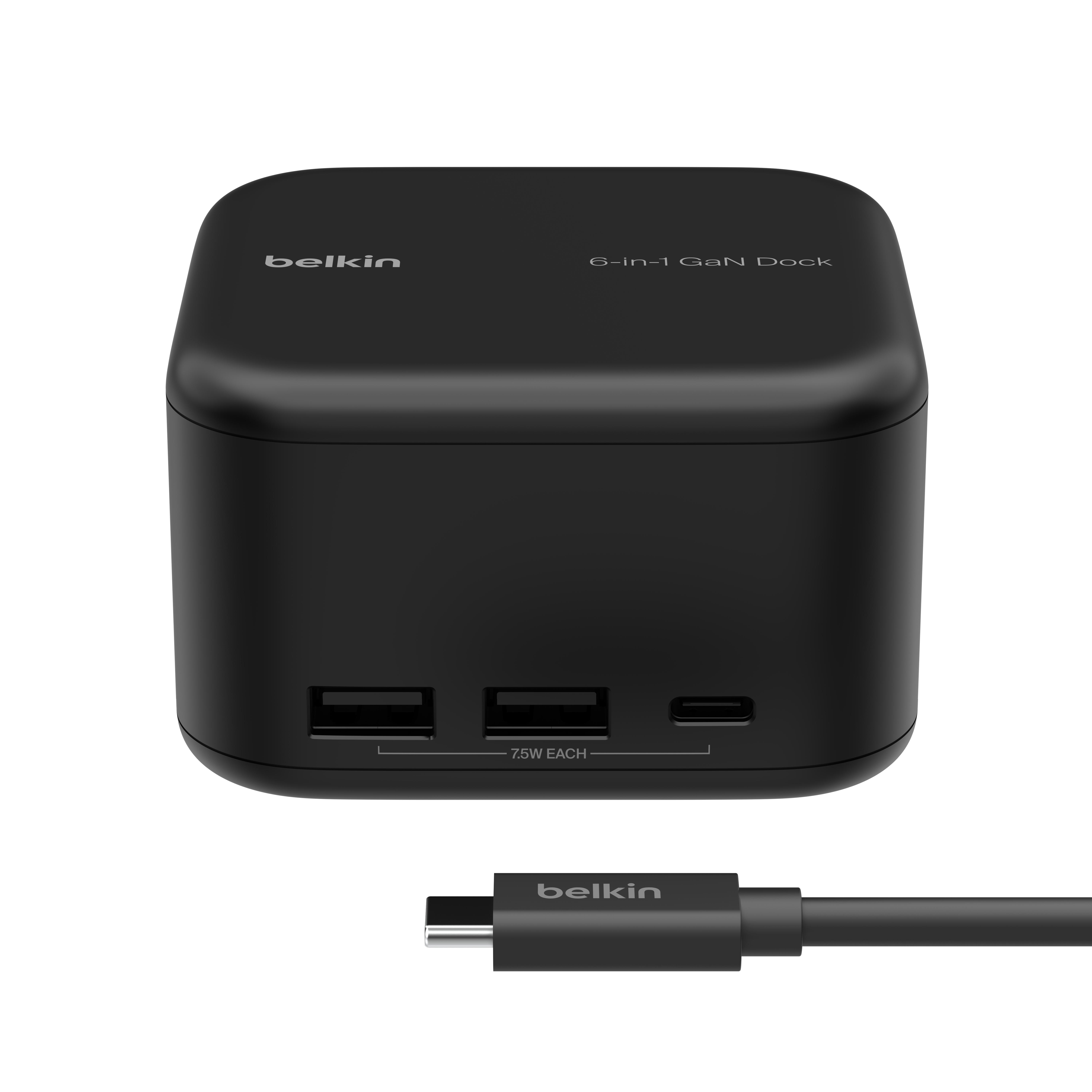 Belkin Connect USB-C 6-in-1 Core GaN Dock 130W - Black | JAR Computers Belkin Connect USB-C 6-in-1 Core GaN Dock 130W - Black