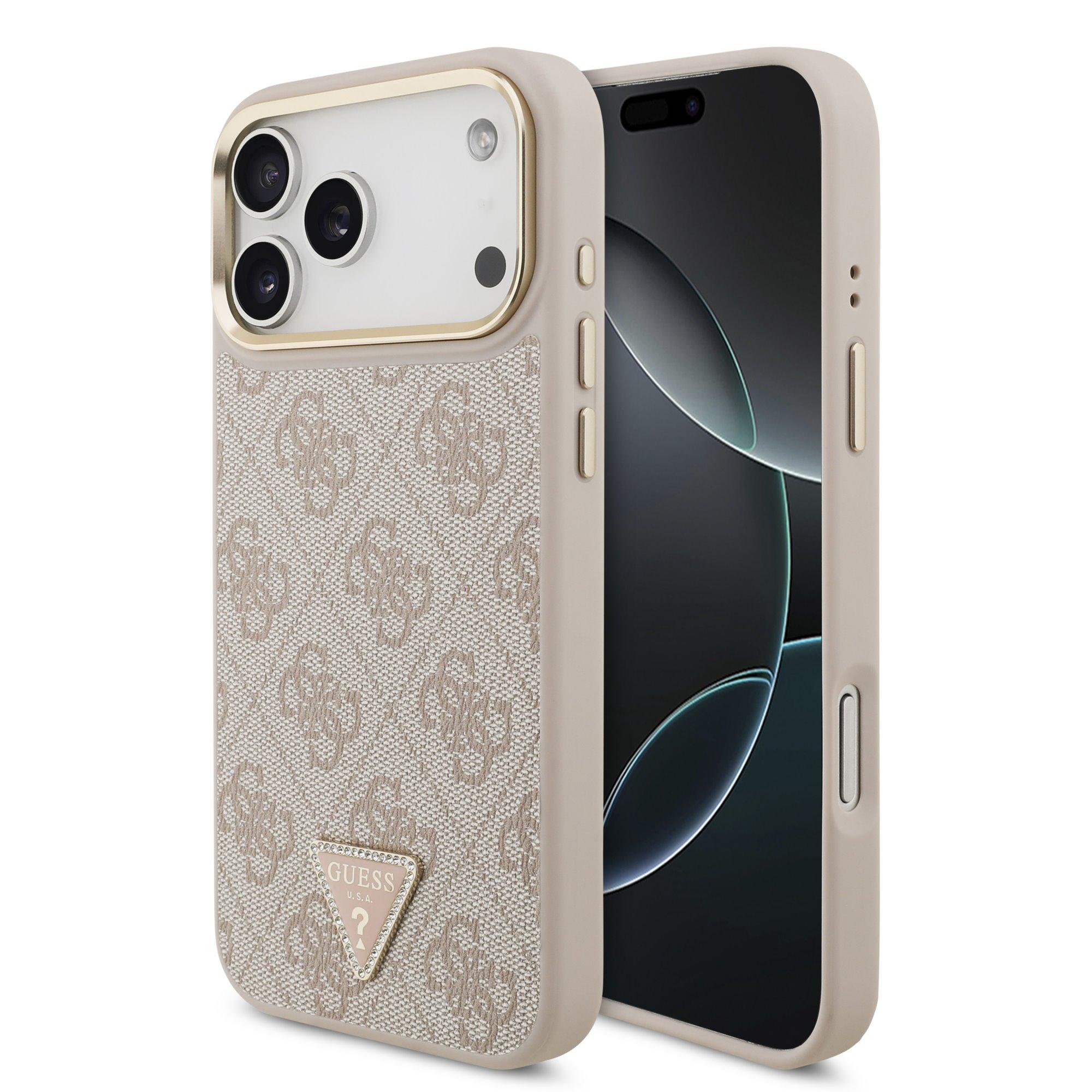 GUESS Калъф Apple iPhone 18 Pro, PU 4G Strass Triangle Logo Gold Frame MagSafe, розов - GUHMP18LP4GTDGMP | JAR Computers GUESS Калъф Apple iPhone 18 Pro, PU 4G Strass Triangle Logo Gold Frame MagSafe, розов - GUHMP18LP4GTDGMP