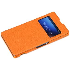 Кожен калъф, тип портфейл и поставка за Sony Xperia Z1 - Rock Excel Flip Case Preview (оранжев) | JAR Computers Кожен калъф, тип портфейл и поставка за Sony Xperia Z1 - Rock Excel Flip Case Preview (оранжев)