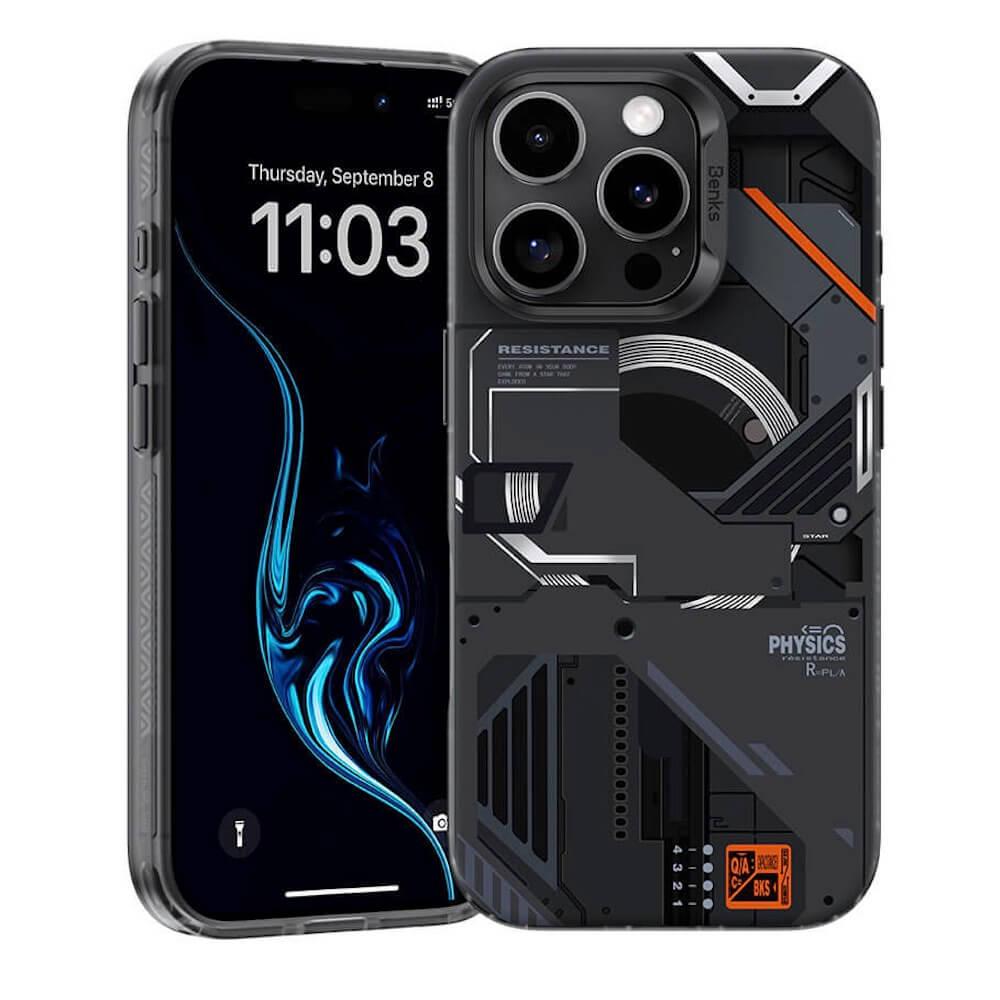 Хибриден удароустойчив кейс с MagSafe за iPhone 16 Pro Max - Benks Mecha Series Magnetic Case (черен) | JAR Computers Хибриден удароустойчив кейс с MagSafe за iPhone 16 Pro Max - Benks Mecha Series Magnetic Case (черен)