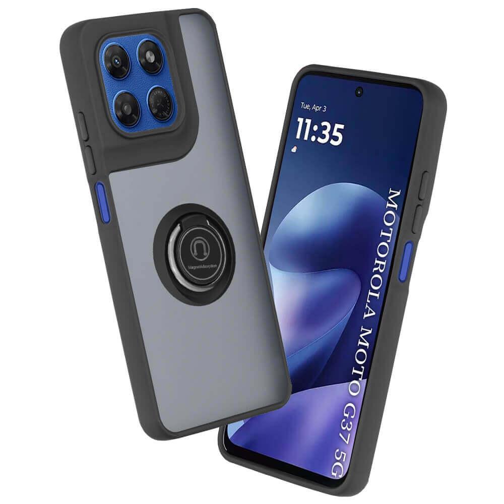 Хибриден удароустойчив кейс с пръстен против изпускане за Motorola Moto G37, Moto G47 - Techsuit Glinth Hybrid Case (черен-прозрачен) | JAR Computers Хибриден удароустойчив кейс с пръстен против изпускане за Motorola Moto G37, Moto G47 - Techsuit Glinth Hybrid Case (черен-прозрачен)