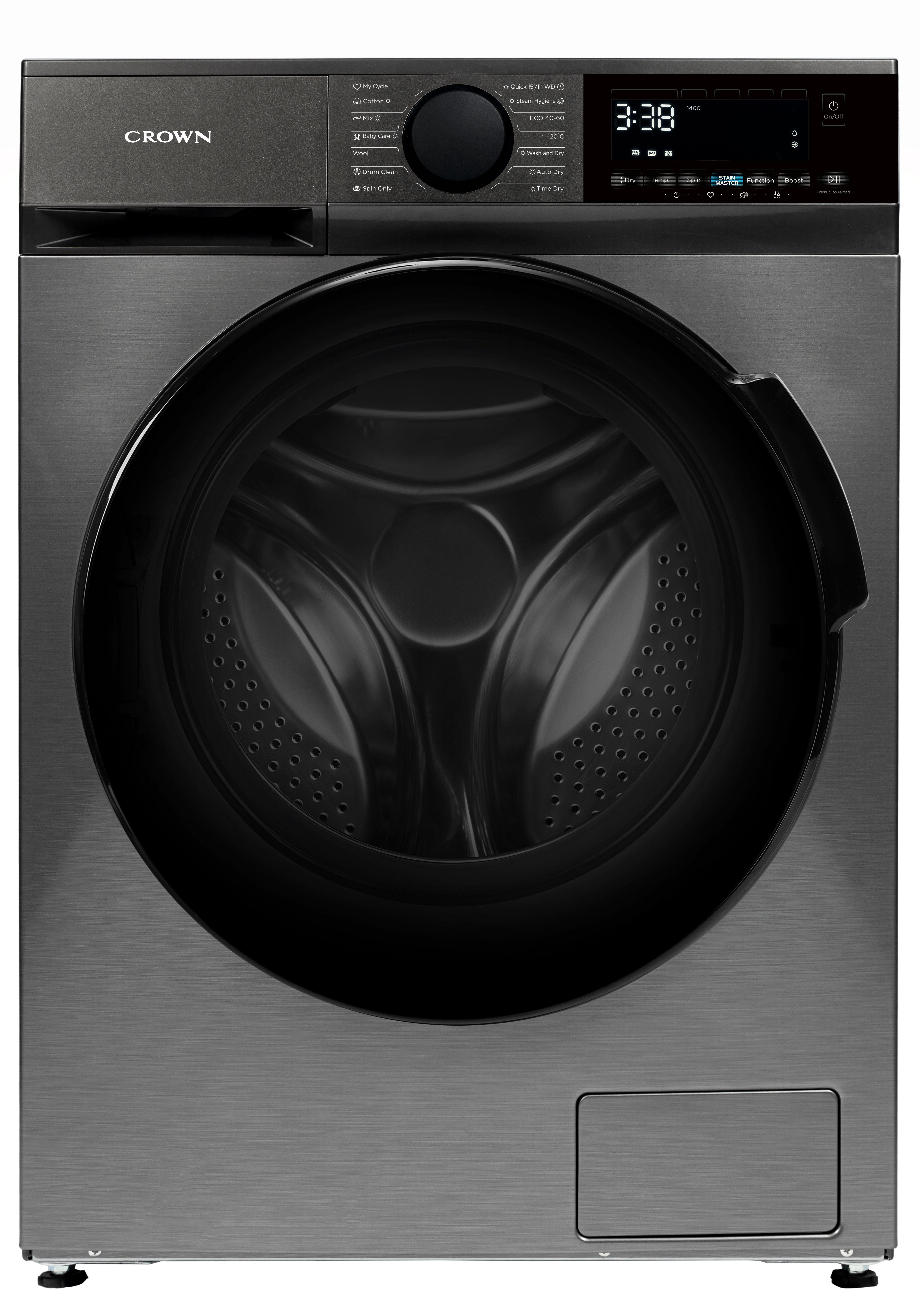 Пералня със сушилня Crown CWD10714DIX , 10.00 kg, 1400 об./мин., 7 kg, A , D , D , Inox