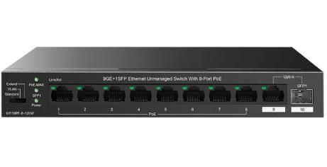 Суич 9GE+1SFP с 8-Port PoE, G1110PF-8-120W