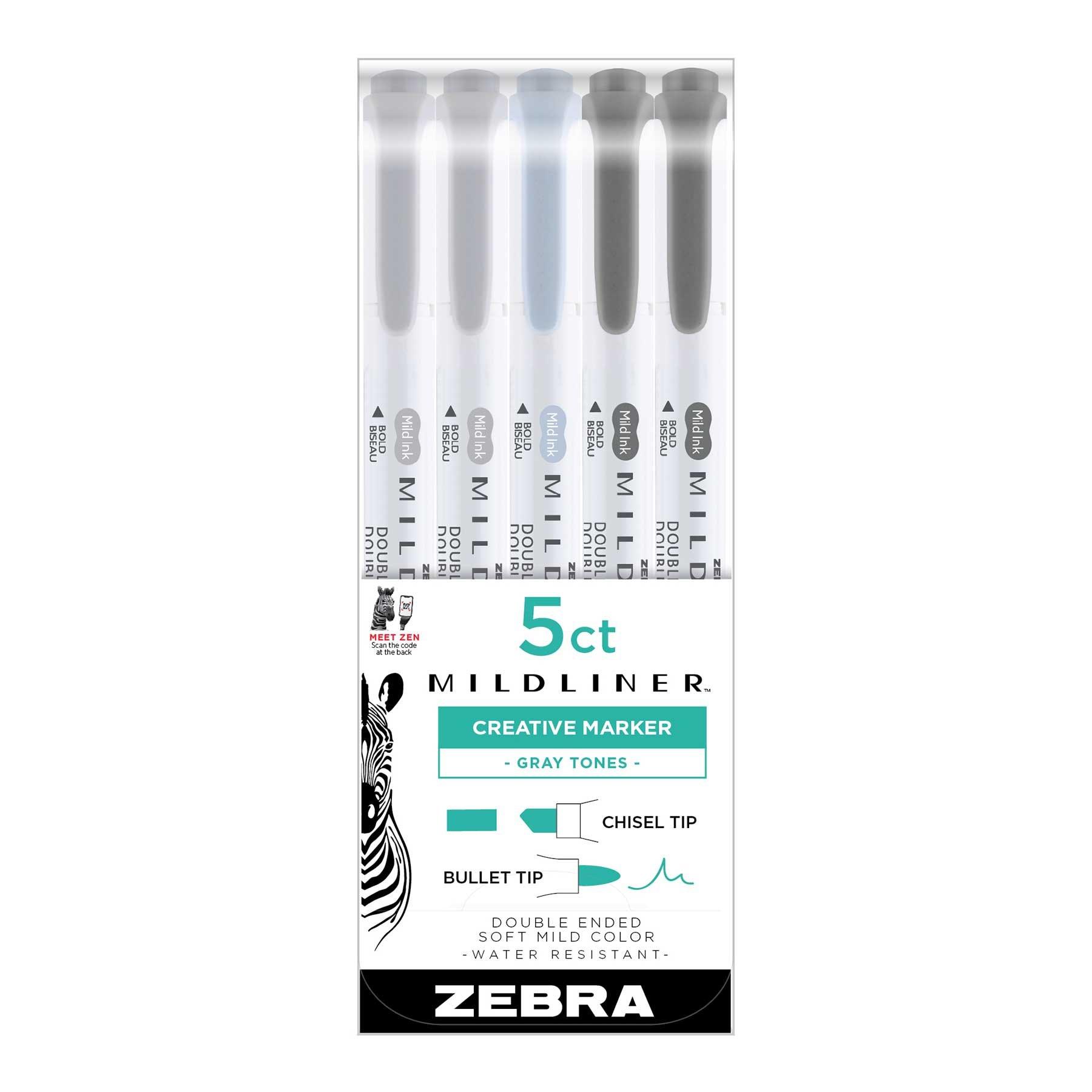 Zebra Текст маркер Mildliner Gray, двоен, 5 цвята
