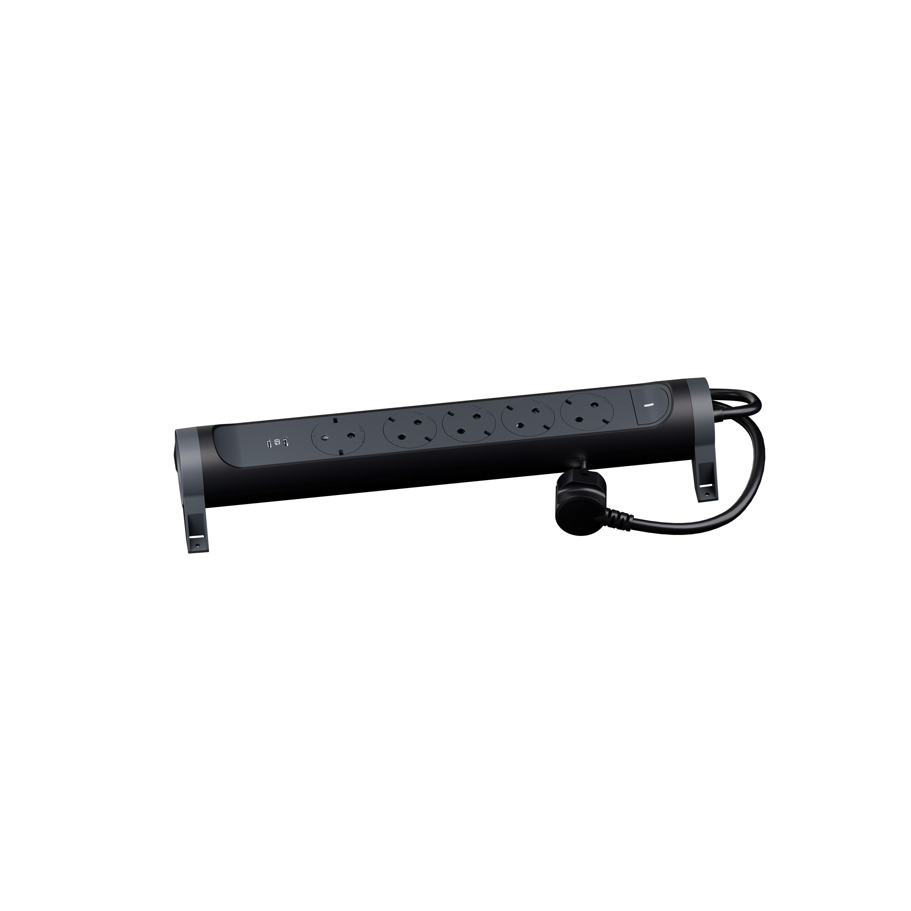694443 Разклонител шуко 5X2P+E, USB C+C, 20W, кабел 1,5 м, черно, Legrand