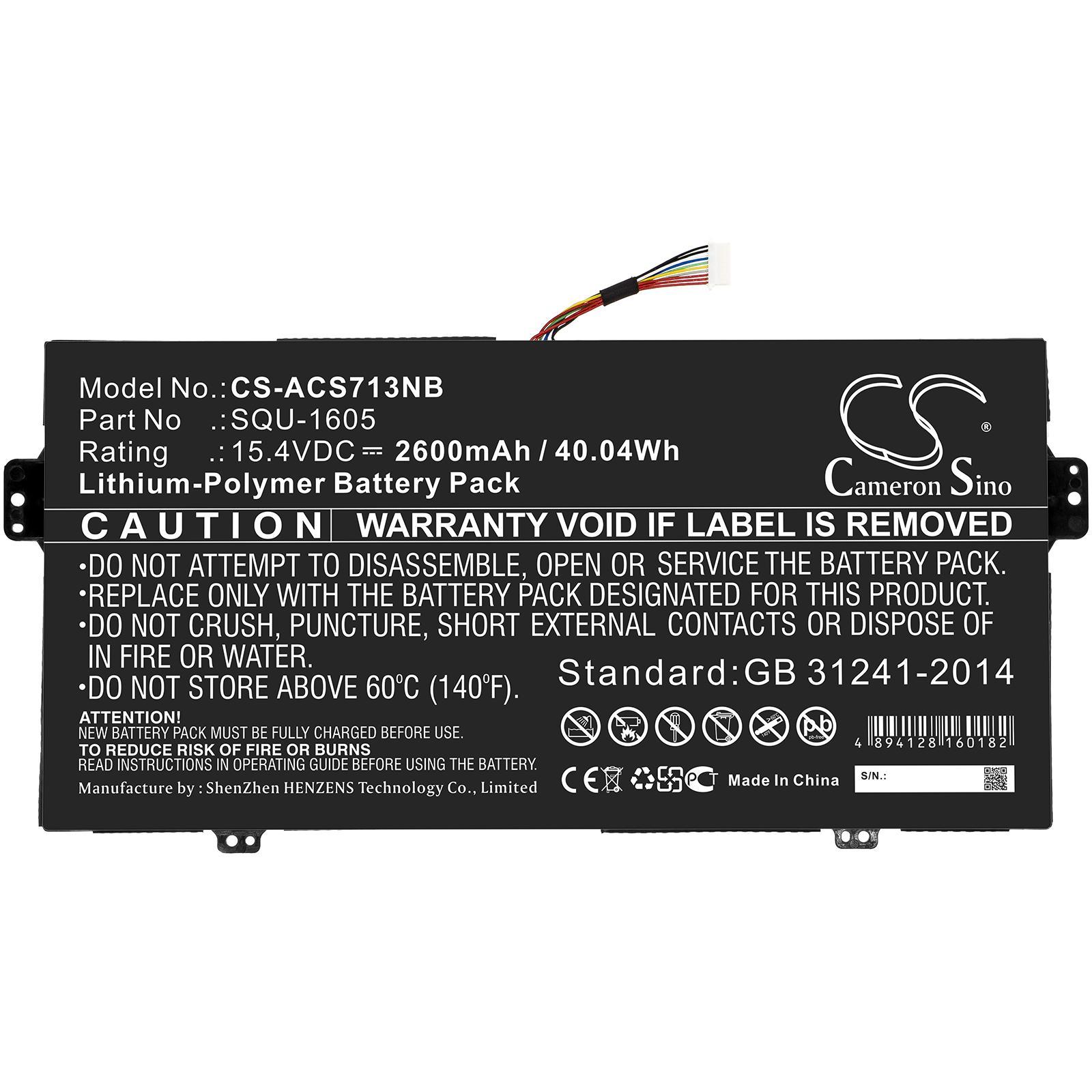 Батерия за лаптоп ACER Spin 7 SF713-51 SP714-51, SQU-1605 LiPo 15.4V 2600mAh CAMERON SINO | JAR Computers Батерия за лаптоп ACER Spin 7 SF713-51 SP714-51, SQU-1605 LiPo 15.4V 2600mAh CAMERON SINO