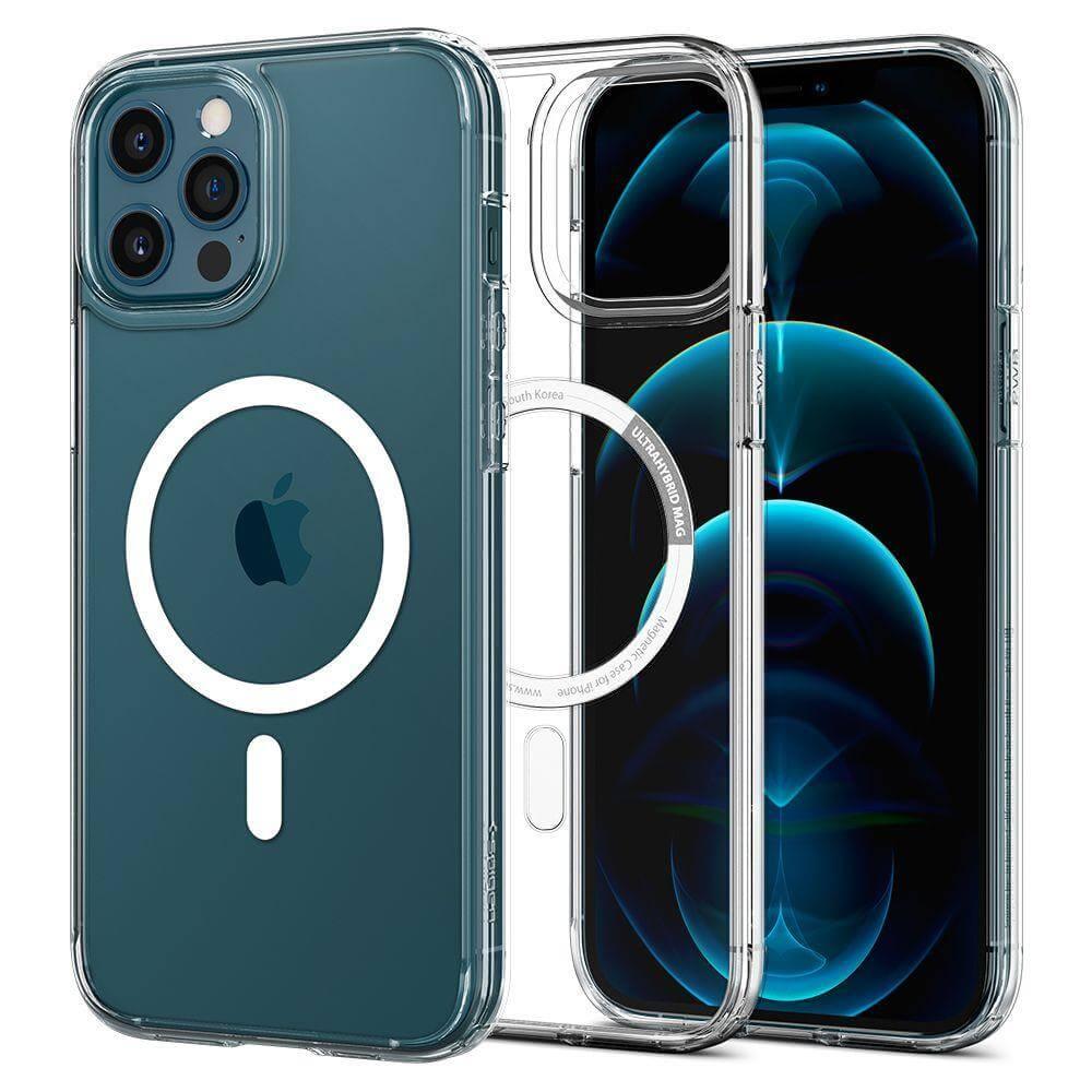 Хибриден кейс с висока степен на защита с MagSafe за iPhone 12, iPhone 12 Pro (бял-прозрачен) - Spigen Ultra Hybrid MagSafe Case | JAR Computers Хибриден кейс с висока степен на защита с MagSafe за iPhone 12, iPhone 12 Pro (бял-прозрачен) - Spigen Ultra Hybrid MagSafe Case