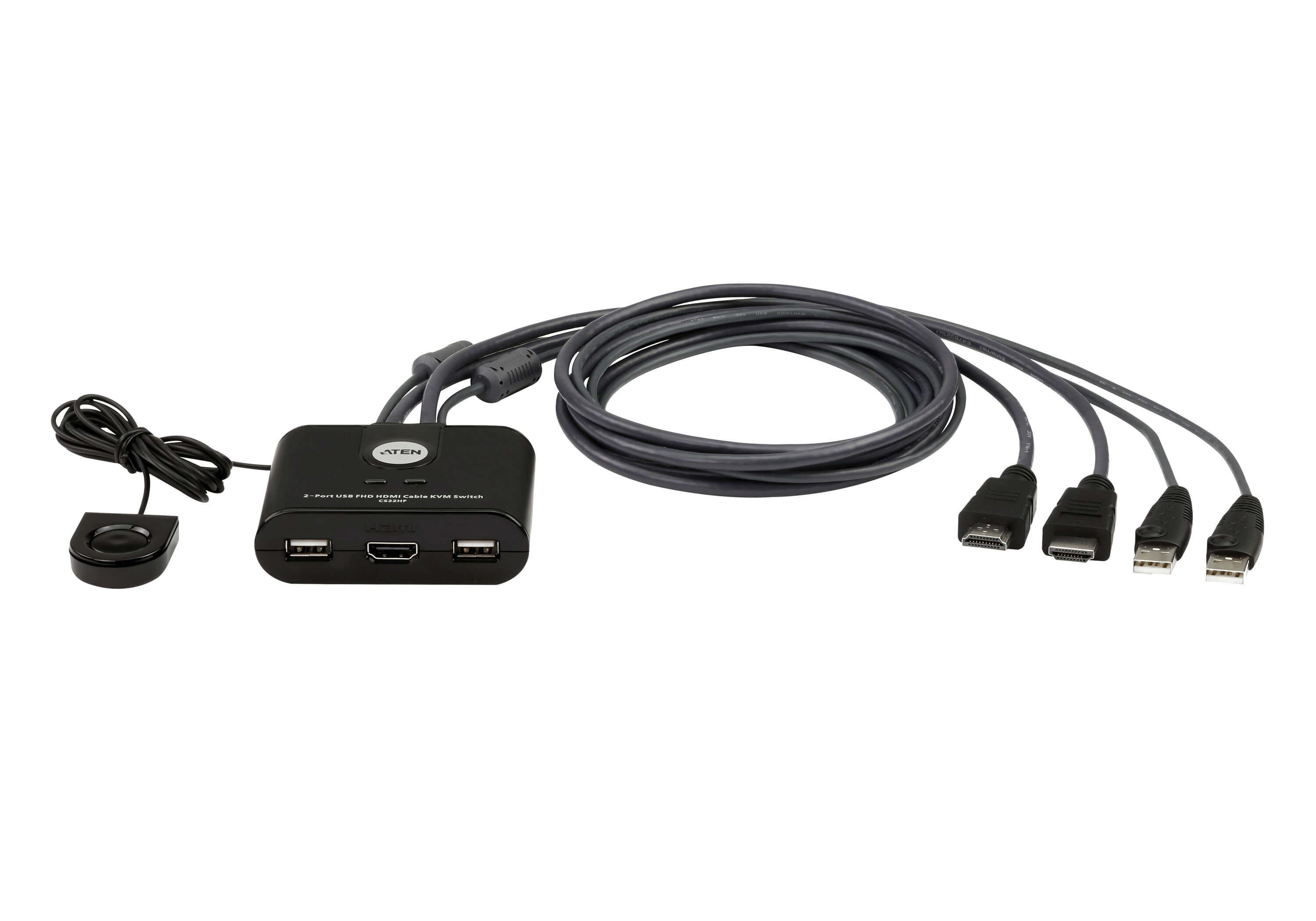 Превключвател KVM ATEN CS22HF, Дву портов USB HDMI