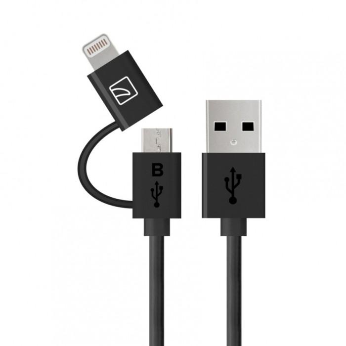 USB кабел 2в1 за Lightning и MicroUSB устройства - Tucano 2-in-1 Lightning and MicroUSB Cable (черен) | JAR Computers USB кабел 2в1 за Lightning и MicroUSB устройства - Tucano 2-in-1 Lightning and MicroUSB Cable (черен)