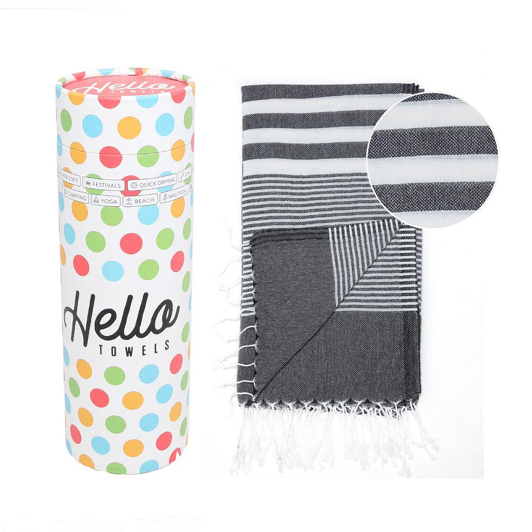 Hello Towels памучна кърпа Malibu черно / бяла | JAR Computers Hello Towels памучна кърпа Malibu черно / бяла
