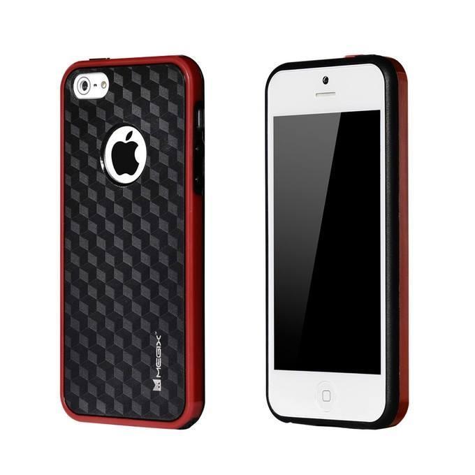 Хибриден кейс и покритие за дисплея за iPhone 5, iPhone 5S, iPhone SE - Megix Knight Case (черен-червен) | JAR Computers Хибриден кейс и покритие за дисплея за iPhone 5, iPhone 5S, iPhone SE - Megix Knight Case (черен-червен)