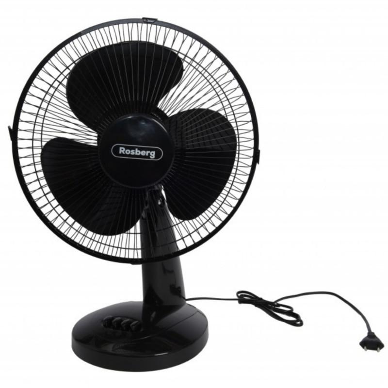Настолен вентилатор Rosberg R51760B12, 30W, 30 см, 3 степени, Накланяне, Черен