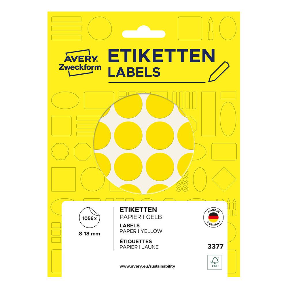 Самоз. кръгчета Avery ф18 жълт 1056бр