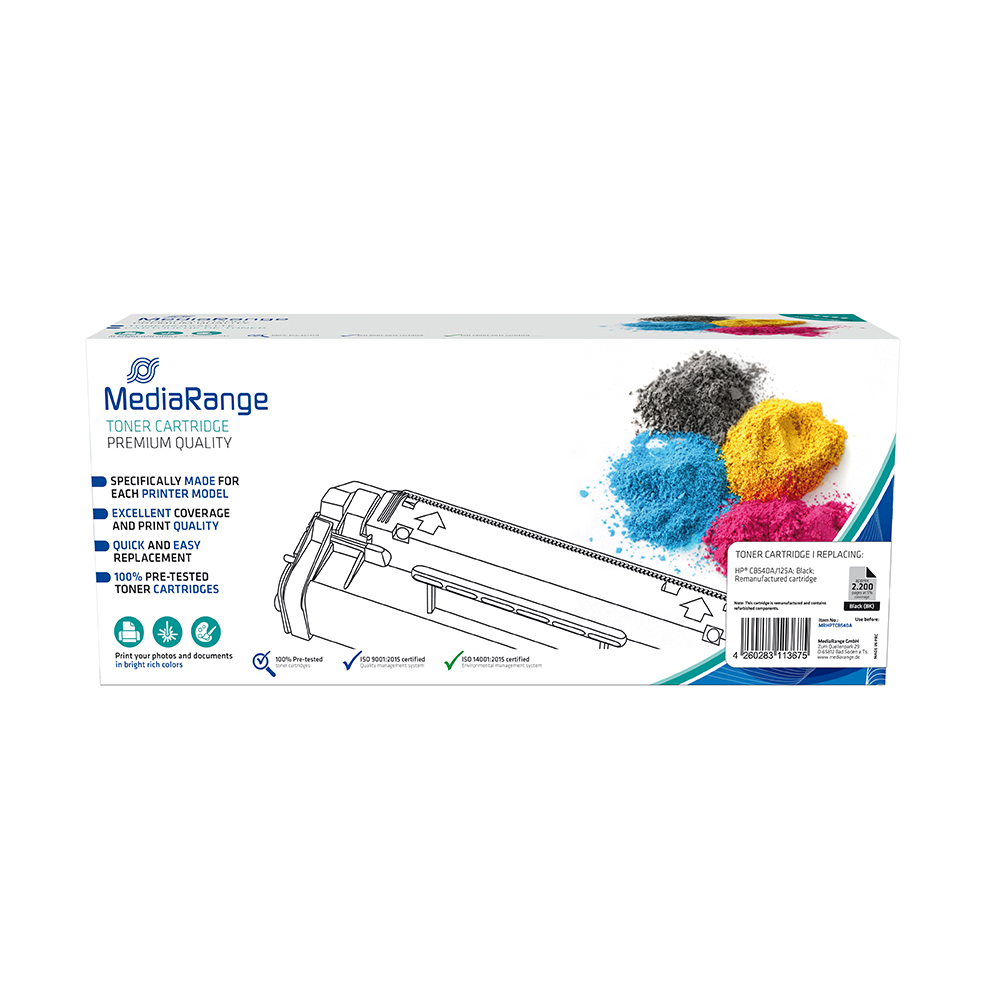 Toner MEDIARANGE Compatible for Printers HP (Black) (CB540A/125A) (MRHPTCB540A)