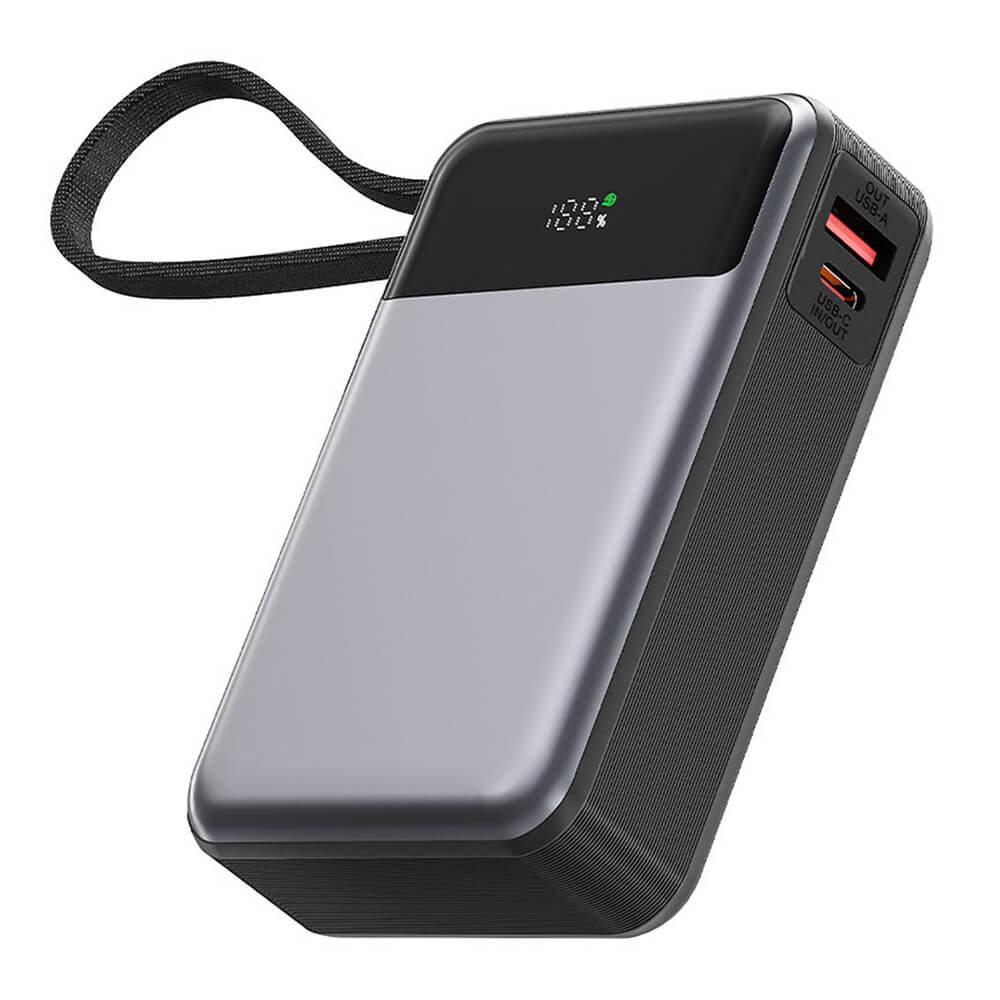 Външна батерия с вграден USB-C кабел, USB-C и USB-A портове и технология за бързо зареждане - Acefast M21 Power Bank PD 65W 20000 mAh with Built-in USB-C Cable (черен) | JAR Computers Външна батерия с вграден USB-C кабел, USB-C и USB-A портове и технология за бързо зареждане - Acefast M21 Power Bank PD 65W 20000 mAh with Built-in USB-C Cable (черен)