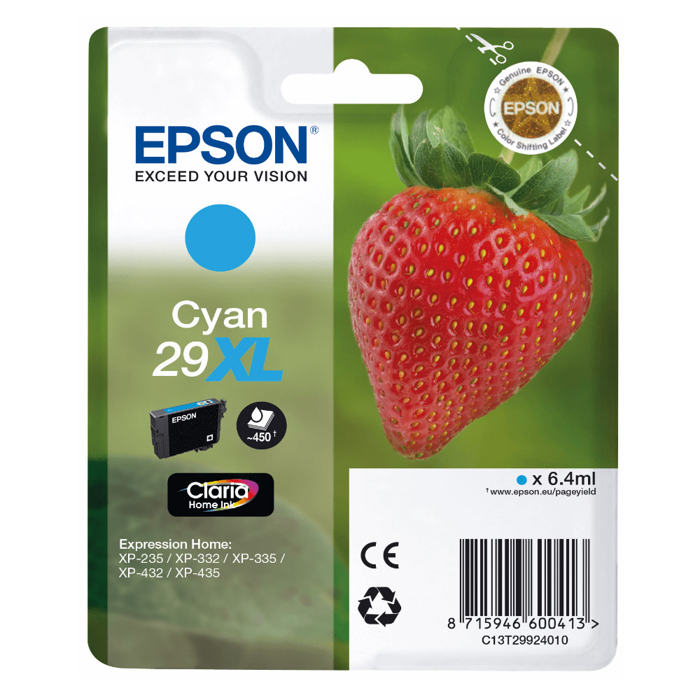 XP 235/332/335/432/435 SERIES 29 INK CRTR CYAN XL (EPST299240)