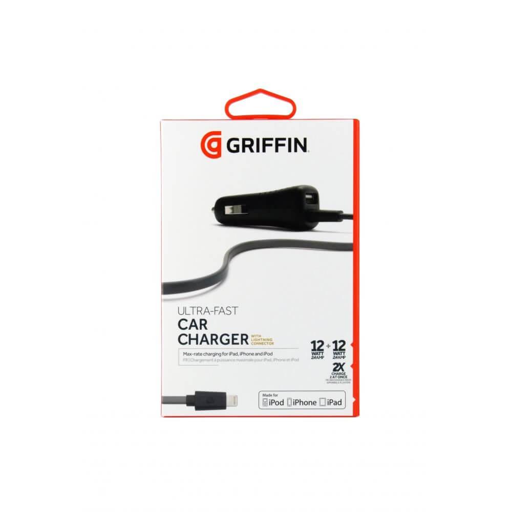 Зарядно за кола с USB 2.4A и вграден Lightning кабел за устройства с Lightning порт - Griffin PowerJolt 12W Dual With Lightning Cable And Extra Port | JAR Computers Зарядно за кола с USB 2.4A и вграден Lightning кабел за устройства с Lightning порт - Griffin PowerJolt 12W Dual With Lightning Cable And Extra Port